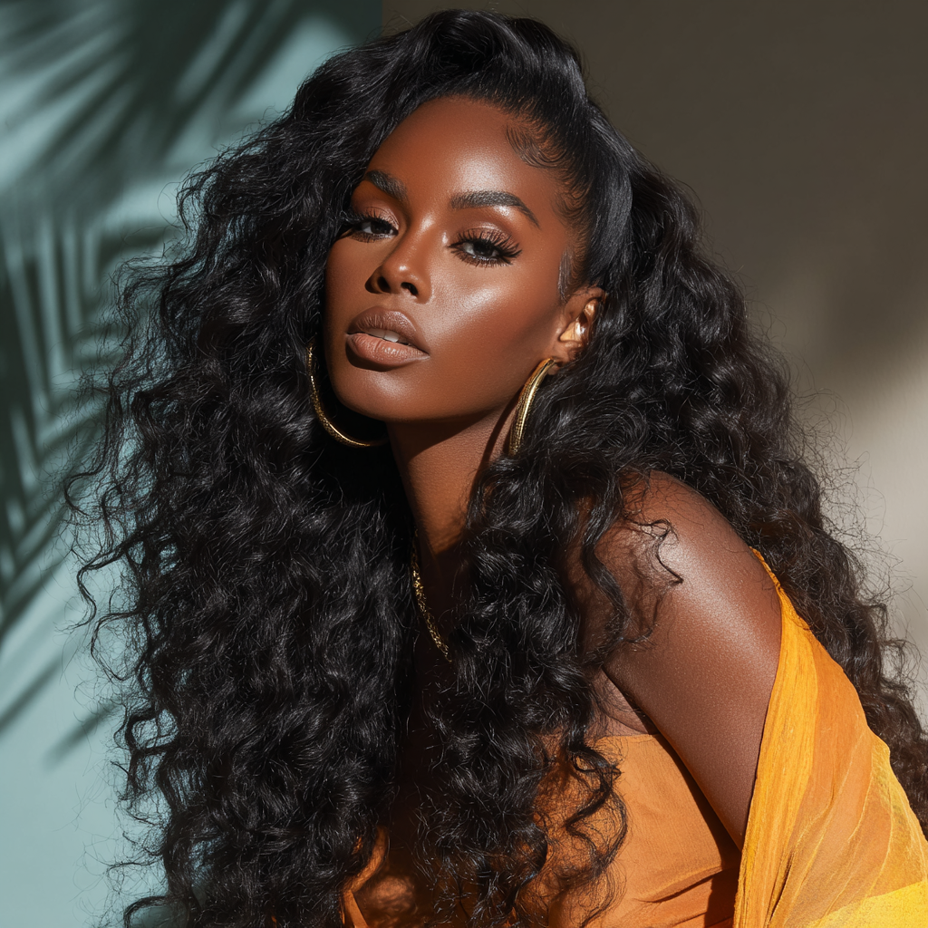 Nadia - 13×4 Lace Front U-Part · Curly · Jet Black · 20in raw hair wig by Mine Hair