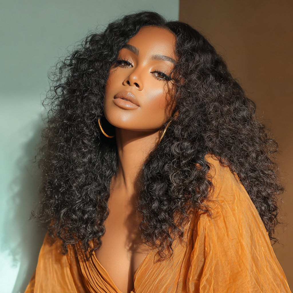 Sanaa — Deep Curly · Brown Highlight · 16in