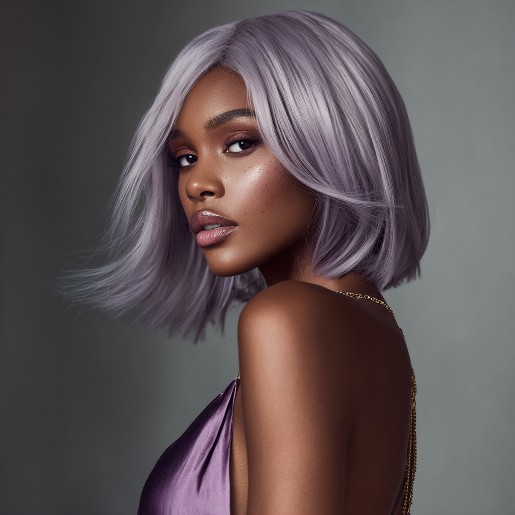 Sika - Bob · Light Purple Grey · 10in raw hair wig by Mine Hair